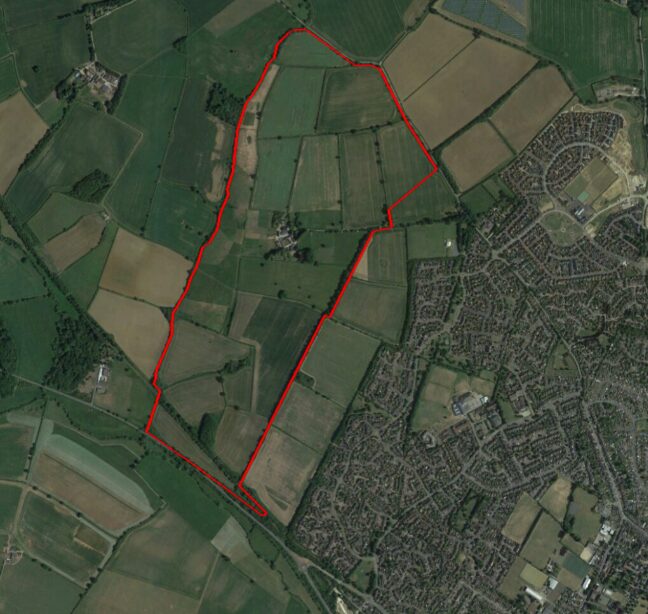Land in Brackley outlined in red